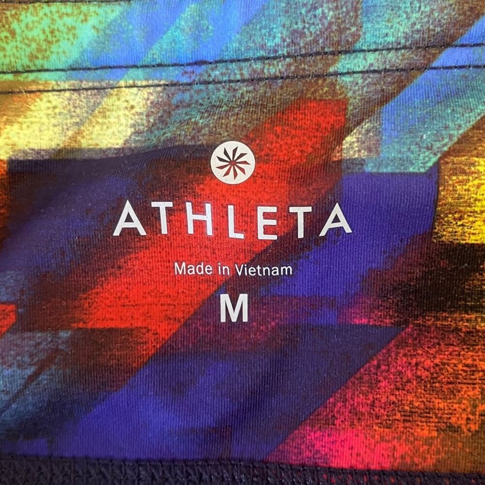 Athleta Cropped Colorburst Sonar Running Leggings Womens Medium Athletic Stretch - Picture 10 of 10